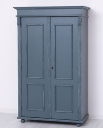 Casa Padrino garde-robe de style campagnard shabby chic bleu antique 110 x 58 x H. 180 cm - Armoire de chambre en bois massif avec 2 portes - Meuble de chambre de style campagnard shabby chic