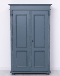 Casa Padrino garde-robe de style campagnard shabby chic bleu antique 110 x 58 x H. 180 cm - Armoire de chambre en bois massif avec 2 portes - Meuble de chambre de style campagnard shabby chic