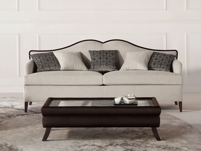 Casa Padrino Luxus Art Deco Sofa Grau / Dunkelbraun - Handgefertigtes Wohnzimmer Sofa - Wohnzimmer Möbel - Art Deco Möbel - Luxus Möbel - Luxus Qualität - Made in Italy