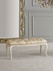 Casa Padrino panca barocco di lusso oro / bianco / beige - Panca in stile barocco fatta a mano - Mobili barocchi italiani - Mobili di lusso stile barocco - Qualità di lusso - Fatto in Italia