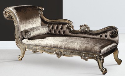 Casa Padrino luxury baroque chaise longue silver / silver gold - Magnificent solid wood recamier - Luxury living room furniture in baroque style - Luxury quality - Made in Italy