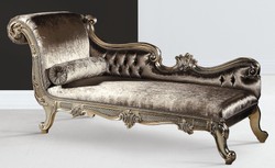 Casa Padrino luxury baroque chaise longue silver / silver gold - Magnificent solid wood recamier - Luxury living room furniture in baroque style - Luxury quality - Made in Italy