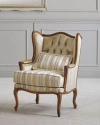 Prunkvoller Luxus Barock Wohnzimmer Sessel mit Streifen Magnificent Luxury Baroque Living Room Armchair with Stripes