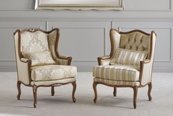 Prunkvoller Luxus Barock Wohnzimmer Sessel mit Streifen Magnificent Luxury Baroque Living Room Armchair with Stripes