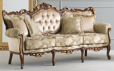 Casa Padrino luxury baroque sofa cream / gold / brown / gold - Magnificent baroque style living room sofa - Luxury living room furniture in baroque style - Baroque furniture - Made in Italy