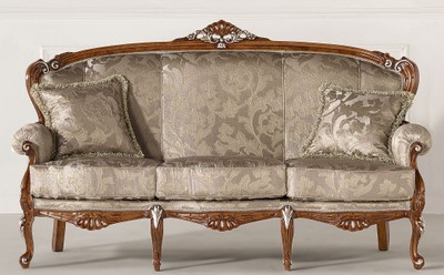 Casa Padrino luxury baroque sofa silver / gold / brown / silver - Magnificent baroque style living room sofa - Luxury living room furniture in baroque style - Baroque furniture - Made in Italy