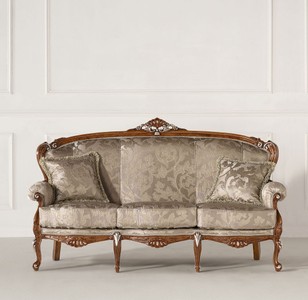 Casa Padrino Luxus Barock Sofa Silber / Gold / Braun / Silber - Prunkvolles Barockstil Wohnzimmer Sofa - Luxus Wohnzimmer Möbel im Barockstil - Barock Möbel - Luxus Qualität - Made in Italy