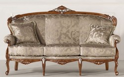 Casa Padrino divano barocco di lusso argento / oro / marrone / argento - Magnifico divano da soggiorno stile barocco - Mobili da soggiorno di lusso in stile barocco - Fatto in Italia