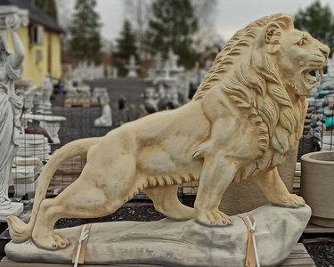 Casa Padrino escultura de decoración de jardín XXL león lado izquierdo arena / gris 186 x A. 150 cm - Figura XXL de decoración de jardín - Accesorios de decoración de jardín en estilo barroco