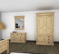 Landhausstil Massivholz Schlafzimmerschrank Kleiderschrank Naturfarben Country Style Solid Wood Bedroom Cabinet Wardrobe Natural