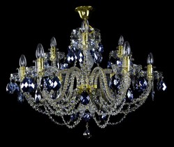 Casa Padrino lustre baroque de luxe or / bleu Ø 80 x H. 60 cm - Magnifique lustre de style baroque avec verre en cristal de bohème - Noble & Magnifique