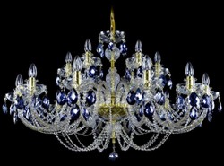 Casa Padrino araña de luces barroco de lujo oro / azul Ø 107 x A. 70 cm - Magnífica lámpara de araña de estilo barroco con cristal de Bohemia - Noble y Magnífica