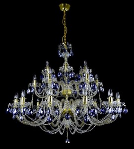 Casa Padrino araña de luces barroco de lujo oro / azul Ø 105 x A. 90 cm - Magnífica lámpara de araña de estilo barroco con cristal de Bohemia - Noble y Magnífica