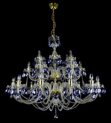 Casa Padrino lustre baroque de luxe or / bleu Ø 105 x H. 90 cm - Magnifique lustre de style baroque avec verre en cristal de bohème - Noble & Magnifique