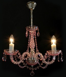 Casa Padrino araña de luces barroco de lujo rosa / plata Ø 40 x A. 38 cm - Magnífica lámpara de araña de estilo barroco con cristal de Bohemia - Noble y Magnífica