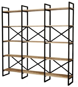 Casa Padrino armadio scaffale di lusso con ripiani in legno massello nero / naturale 170 x 30 x A. 175 cm - Armadio per libri - Armadio da soggiorno - Mobili soggiorno - Mobili di lusso