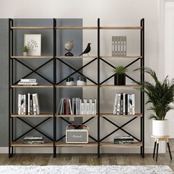 Casa Padrino armadio scaffale di lusso con ripiani in legno massello nero / naturale 170 x 30 x A. 175 cm - Armadio per libri - Armadio da soggiorno - Mobili soggiorno - Mobili di lusso