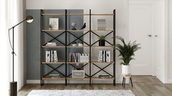 Casa Padrino armadio scaffale di lusso con ripiani in legno massello nero / naturale 170 x 30 x A. 175 cm - Armadio per libri - Armadio da soggiorno - Mobili soggiorno - Mobili di lusso