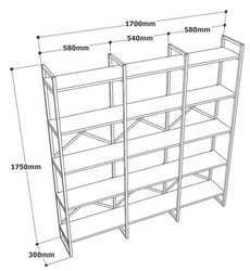 Casa Padrino armadio scaffale di lusso con ripiani in legno massello nero / naturale 170 x 30 x A. 175 cm - Armadio per libri - Armadio da soggiorno - Mobili soggiorno - Mobili di lusso