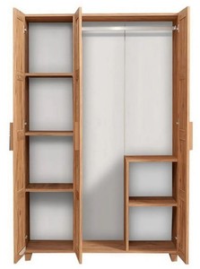 Casa Padrino Luxus Schlafzimmerschrank Naturfarben / Braun 120 x 48 x H. 189 cm - Massivholz Kleiderschrank mit 3 Türen - Schlafzimmer Möbel - Hotel Möbel - Luxus Möbel