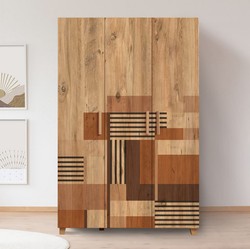Casa Padrino armadio per camera da letto di lusso naturale / marrone 120 x 48 x A. 189 cm - Armadio in legno massello con 3 ante - Mobili camera da letto - Mobili hotel - Mobili di lusso