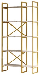 Casa Padrino luxury shelf cabinet with marble shelves gold / white 87.5 x 30 x H. 175 cm - Bookcase - Living room cabinet - Living room furniture - Office furniture - Luxury furniture
