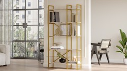 Casa Padrino luxury shelf cabinet with marble shelves gold / white 87.5 x 30 x H. 175 cm - Bookcase - Living room cabinet - Living room furniture - Office furniture - Luxury furniture