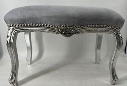 Casa Padrino taburete barroco gris / plata - Taburete de estilo antiguo hecho a mano - Muebles de salón en estilo barroco - Muebles barrocos