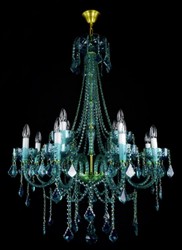 Casa Padrino araña de luces barroco de lujo verde / oro Ø 80 x A. 107 cm - Magnífica lámpara de araña de estilo barroco con cristal de Bohemia - Noble y Magnífica