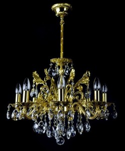 Casa Padrino lustre baroque de luxe or Ø 56 x H. 54 cm - Magnifique lustre en laiton avec verre en cristal de Bohème - Meuble baroque - Noble & Magnifique