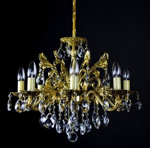 Casa Padrino Luxus Barock Kronleuchter Gold Ø 56 x H. 54 cm - Prunkvoller Messing Kronleuchter mit böhmischen Kristallglas - Barock Möbel - Edel & Prunkvoll