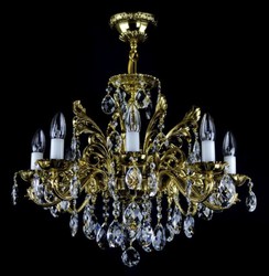 Casa Padrino lustre baroque de luxe or Ø 56 x H. 54 cm - Magnifique lustre en laiton avec verre en cristal de Bohème - Meuble baroque - Noble & Magnifique