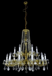 Casa Padrino lustre baroque de luxe or Ø 95 x H. 95 cm - Magnifique lustre en laiton avec verre en cristal de Bohème - Meuble baroque - Noble & Magnifique