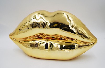 Casa Padrino lèvres décoratives de luxe or chromé 46 x H. 25 cm - Lèvres décoratives bisou bouche en résine - Accessoires de décoration de salon