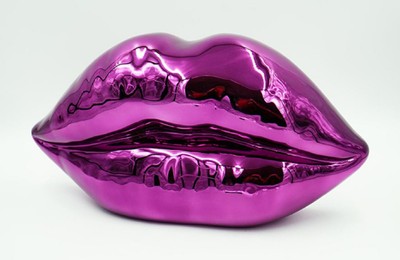 Casa Padrino lèvres décoratives de luxe violet chromé 46 x H. 25 cm - Lèvres décoratives bisou bouche en résine - Accessoires de décoration de salon