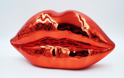 Casa Padrino lèvres décoratives de luxe rouge chromé 46 x H. 25 cm - Lèvres décoratives bisou bouche en résine - Accessoires de décoration de salon