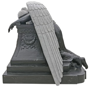 Casa Padrino escultura de piedra decorativa Art Nouveau de lujo ángel negro / gris A. 125 cm - Magnífica figura decorativa de piedra de jardín - Esculturas de Piedra de Jardín Barroco y Art Nouveau