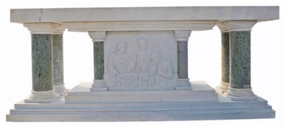 Casa Padrino Luxury Baroque Altar White / Green 250 x 100 x H. 80 cm - Magnificent Marble Altar - Luxury Marble Furniture in Baroque Style - Noble & Magnificent