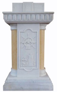 Casa Padrino luxury baroque lectern white / beige H. 130 cm - Magnificent marble lectern - Luxury marble furniture in baroque style - Noble & Magnificent