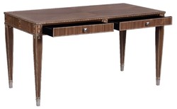Luxus Art Deco Massivholz Schreibtisch Braun Silber Luxury Art Deco Solid Wood Desk Brown Silver