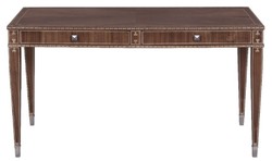 Luxus Art Deco Massivholz Schreibtisch Braun Silber Luxury Art Deco Solid Wood Desk Brown Silver