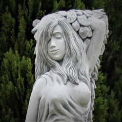Jugendstil Garten Terrassen Deko Skulptur Dame Grau Art Nouveau Garden Terrace Decoration Sculpture Lady Gray