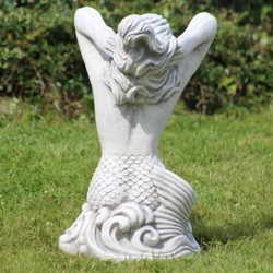 Casa Padrino Scultura Art Nouveau del Giardino Sirena Grigio 35 x 32 x A. 57 cm - Elegante Figura da Giardino in Pietra - Accessori Decorativi da Giardino Barocco e Art Nouveau