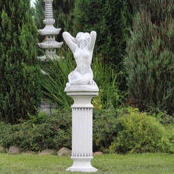 Casa Padrino Scultura Art Nouveau del Giardino Sirena Grigio 35 x 32 x A. 57 cm - Elegante Figura da Giardino in Pietra - Accessori Decorativi da Giardino Barocco e Art Nouveau