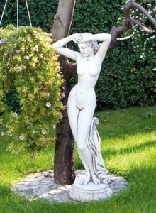 Jugendstil Garten Terrassen Deko Skulptur Frau Weiß Grau Art Nouveau Garden Terrace Decoration Sculpture Woman White Gray