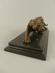 Casa Padrino luxury bronze sculpture leopard on marble base 40 cm antique style