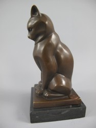 Casa Padrino scultura in bronzo Art Déco di lusso gatto su base in marmo H17 cm stile antico Casa Padrino scultura in bronzo Art Déco di lusso gatto su base in marmo H17 cm stile antico