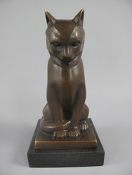 Casa Padrino scultura in bronzo Art Déco di lusso gatto su base in marmo H17 cm stile antico Casa Padrino scultura in bronzo Art Déco di lusso gatto su base in marmo H17 cm stile antico
