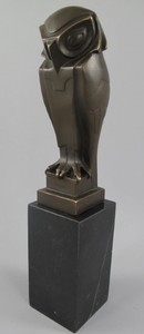 Casa Padrino figura decorativa de bronce de lujo búho sobre base de mármol bronce / negro 7 x 7 x A. 33 cm - Escultura decorativa de bronce - Decoración escritorio - Accesorios decorativos de lujo