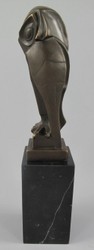 Casa Padrino figurine décorative en bronze de luxe chouette sur socle en marbre bronze / noir 7 x 7 x H. 33 cm - Sculpture décorative en bronze - Décoration de bureau - Accessoires de luxe